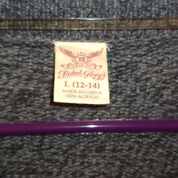 Faded Glory Charcoal Grey Cardigan with pockets - Picture 2 of 2